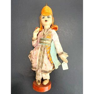 Armenian Doll Vintage Fabric on Stand Traditional Costume 10" Cr174